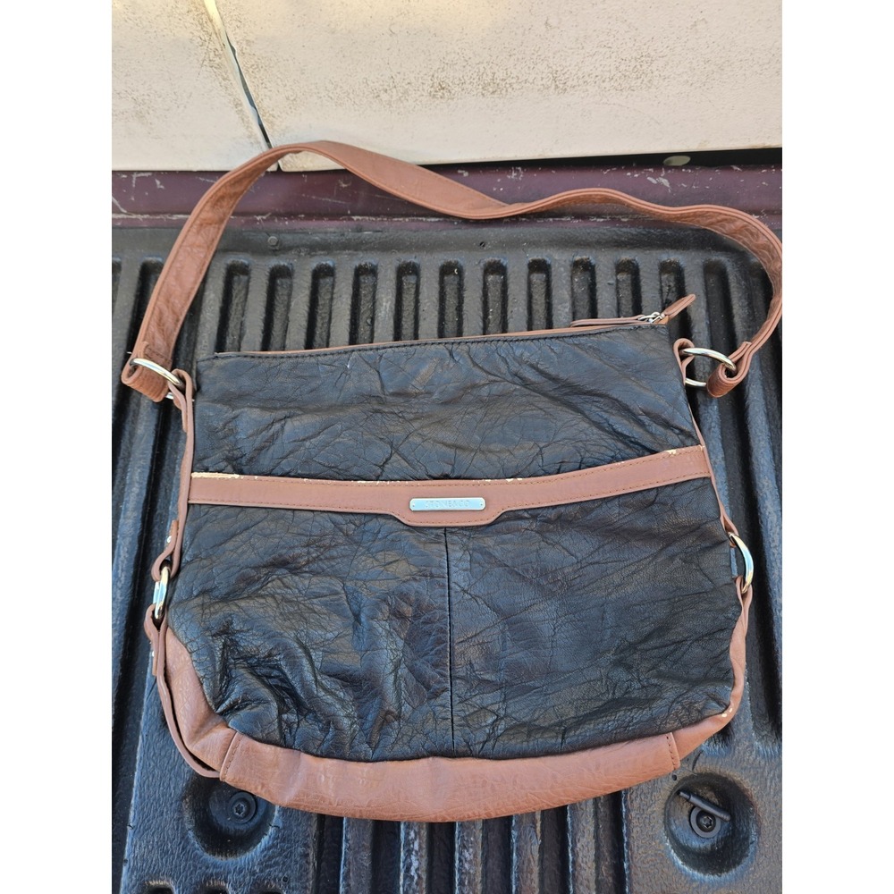 Purse-Stone And Company Ladies Brown‎ and Black Genuine  Leather Handbag